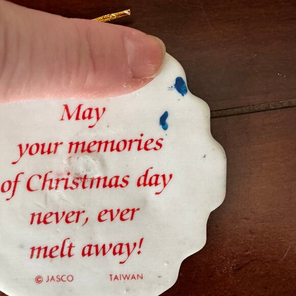 VTG Jasco 1980s Handpainted Snowflake Greetings Ornaments Christmas Tree 3” - Picture 3 of 3